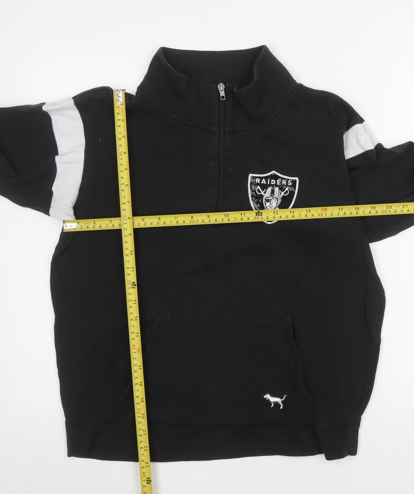 Victoria's Secret PINK Women's Black Raiders 1/4 Zip Sweatshirt M