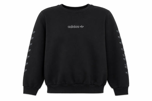 Adidas Boys Black XL Sweatshirt Crew Neck Logo Fleece Casual