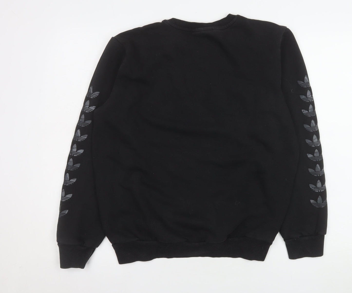 Adidas Boys Black XL Sweatshirt Crew Neck Logo Fleece Casual