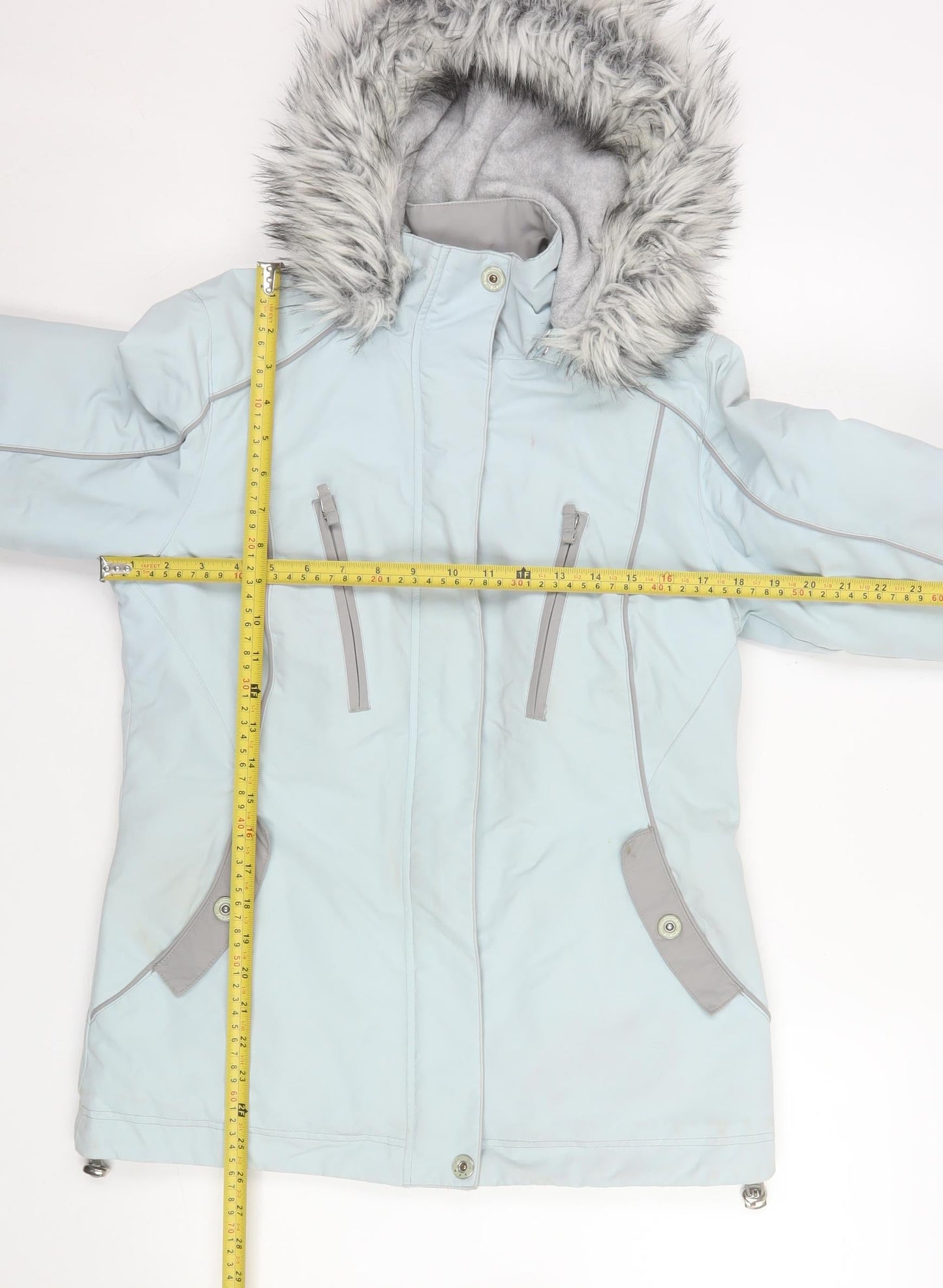 Marks and Spencer Per Una Women’s Blue Fur Hooded Puffer Jacket S