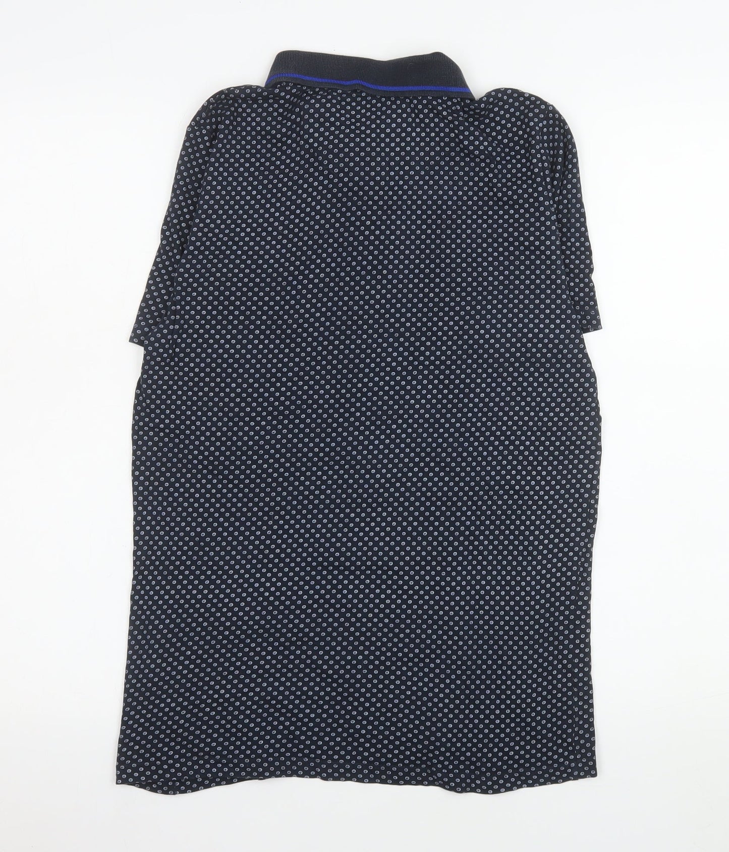 Matalan Men's Blue Small Geometric Cotton Polo Shirt