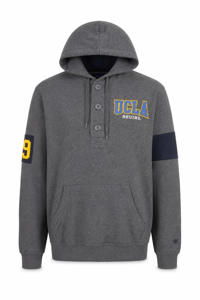 Champion Men's Grey UCLA Henley Hoodie Size S