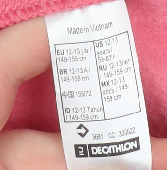 Decathlon Girls Pink Full Zip Fleece Jacket 12-13 Years Lightweight