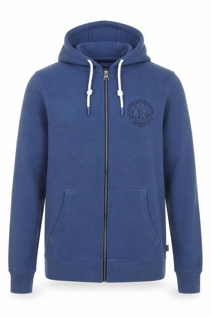 Saltrock Men's Blue Hooded Full Zip Cotton Jacket S