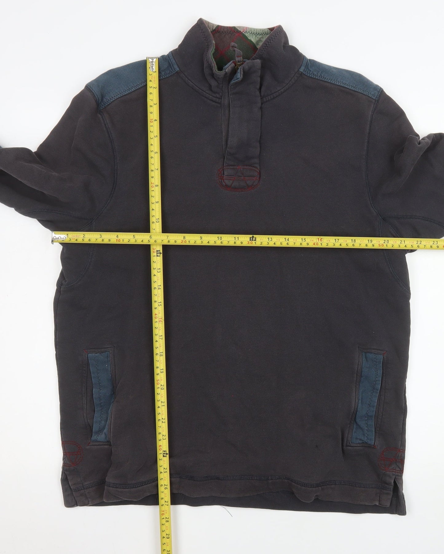 W Stuff & Co Mens Black 1/4 Zip Pullover Sweatshirt Medium Cotton