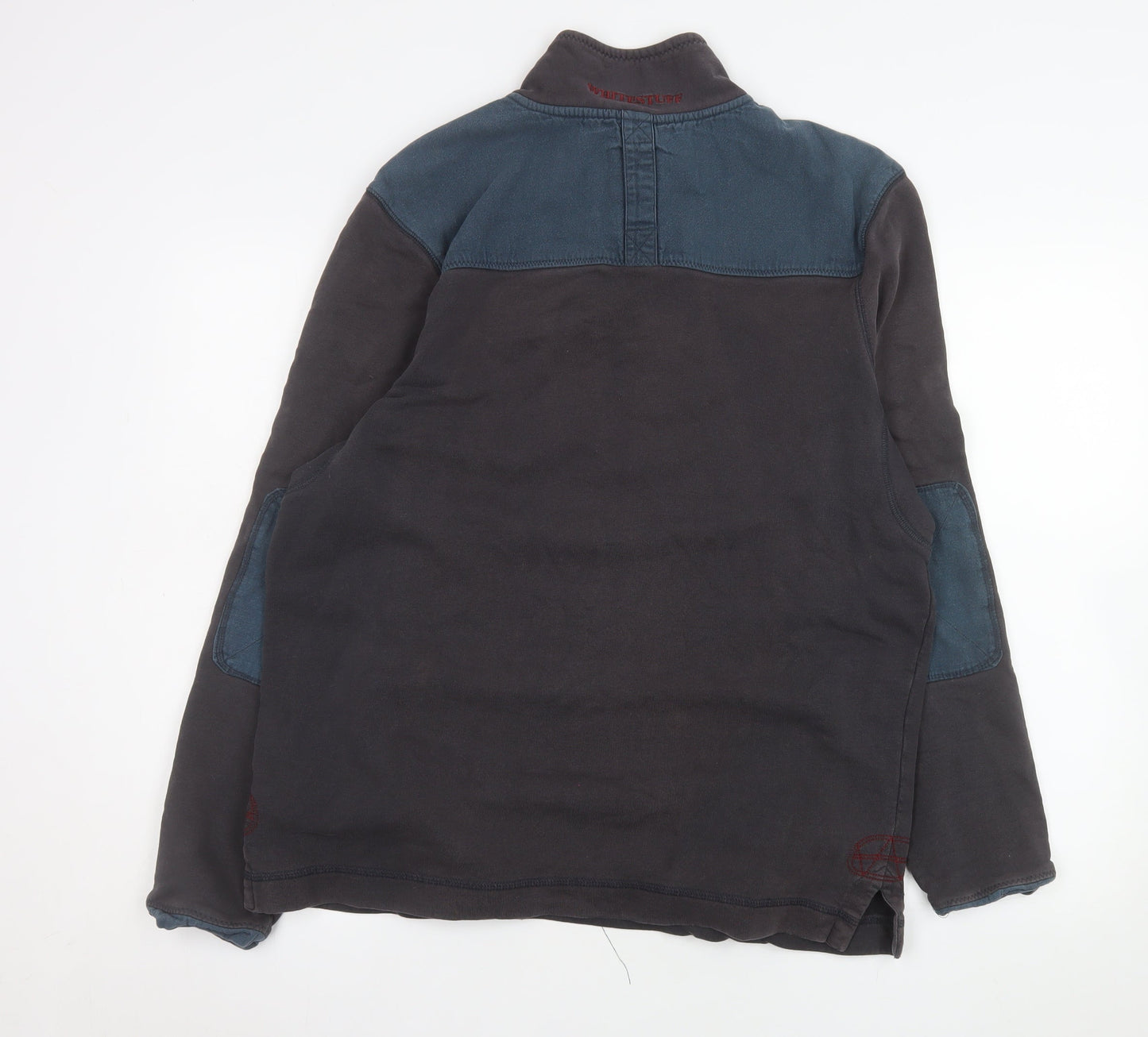 W Stuff & Co Mens Black 1/4 Zip Pullover Sweatshirt Medium Cotton
