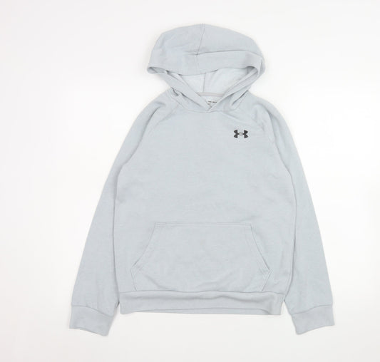 Under Armour Boys Grey Pullover Hoodie YLG Cotton Blend Fleece