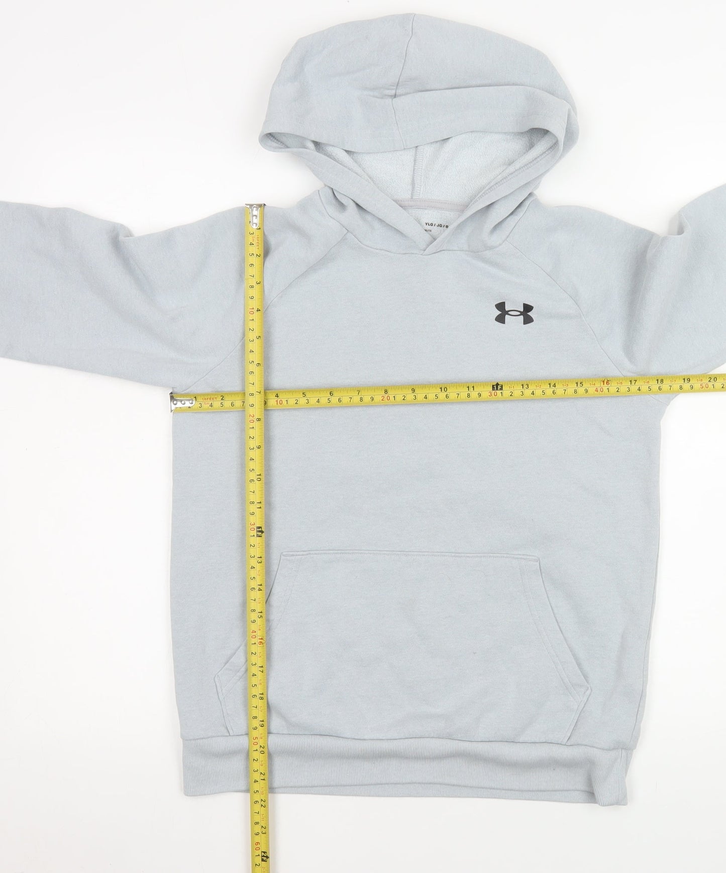 Under Armour Boys Grey Pullover Hoodie YLG Cotton Blend Fleece