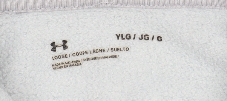 Under Armour Boys Grey Pullover Hoodie YLG Cotton Blend Fleece