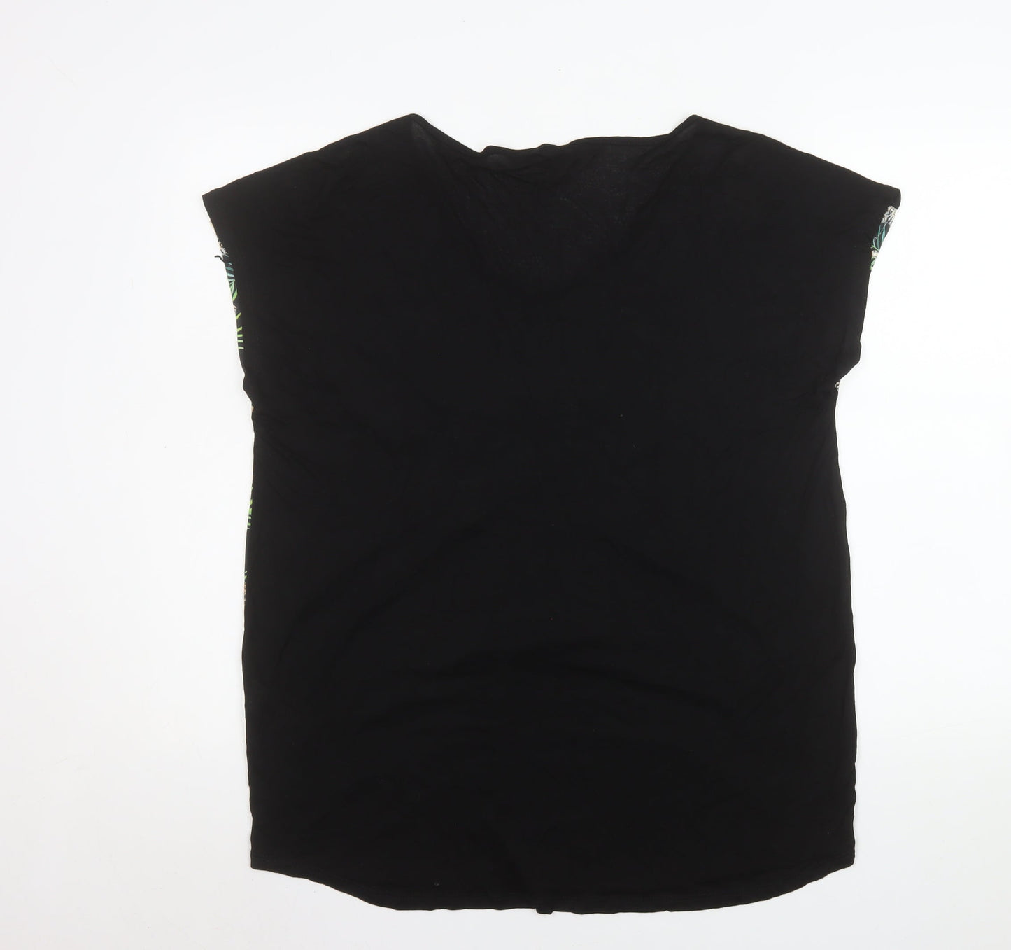 Love TEES Womens Black Leopard Print V-Neck Sleeveless Blouse Size 14