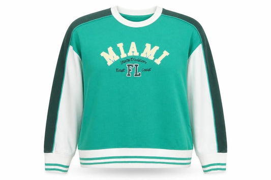 Next Women Green Miami FL Sweatshirt L Cotton Crew Neck Casual