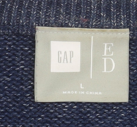 GAP Men's Blue Lightning Crew Neck Cotton Jumper Size L