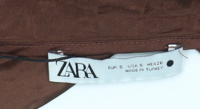 Zara Women Brown Slip Dress Size S Viscose Cowl Neck Party