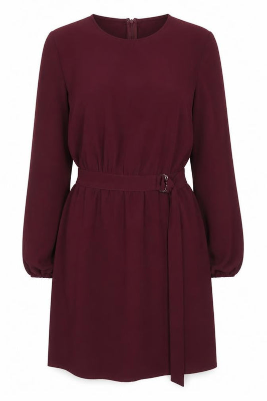 AX Paris Women Red Size 14 Shift Mini Dress Long Sleeve Belted