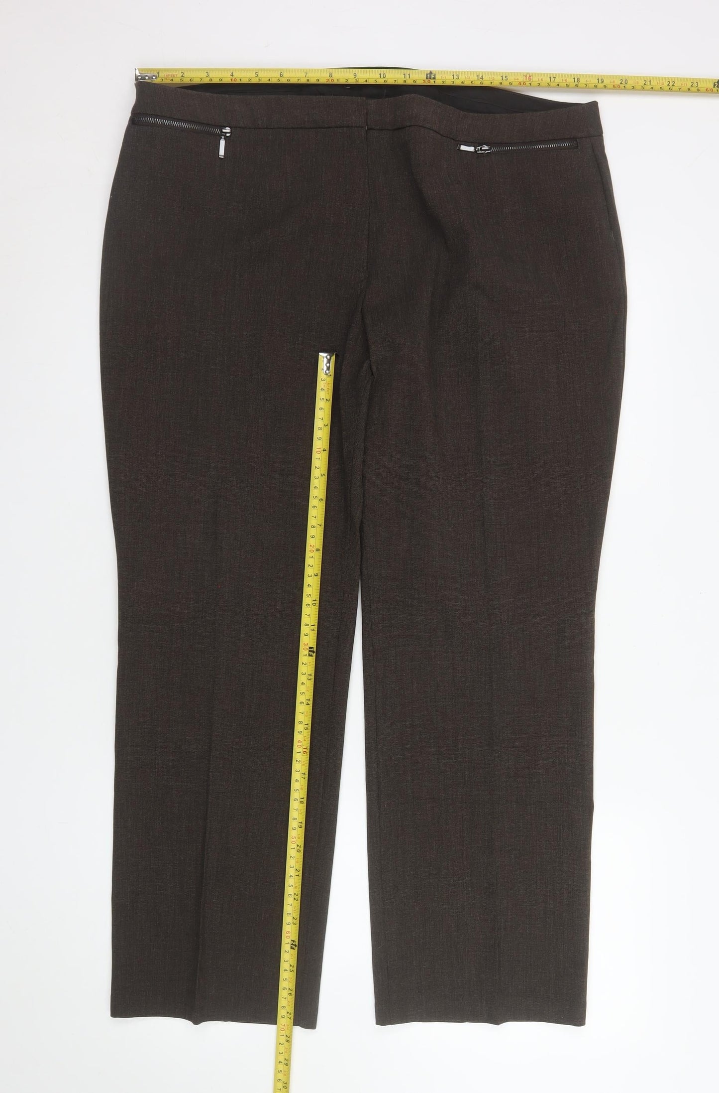 Marks and Spencer Women Brown Size 18 Straight Leg Dress Pants