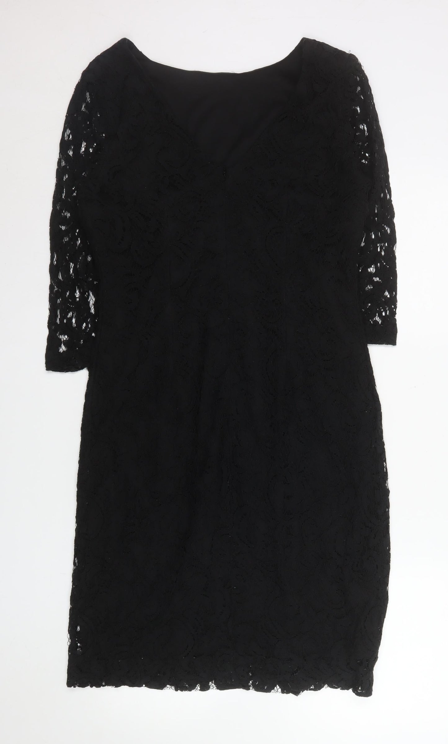 Roman Originals Women’s Black Lace Sheath Dress Size 14 Knee Length
