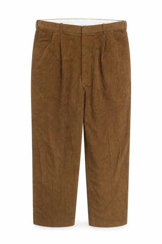 Chums Men's Brown Corduroy Pleated Trousers Size 42W 29L
