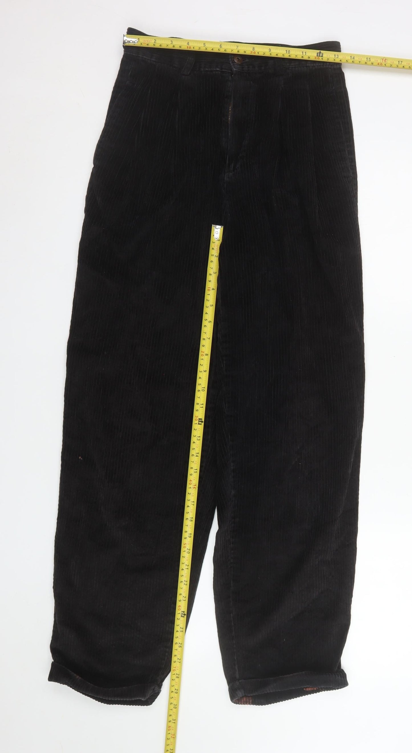 Eddie Bauer Women Black Corduroy High Rise Pleated Trousers Size 6
