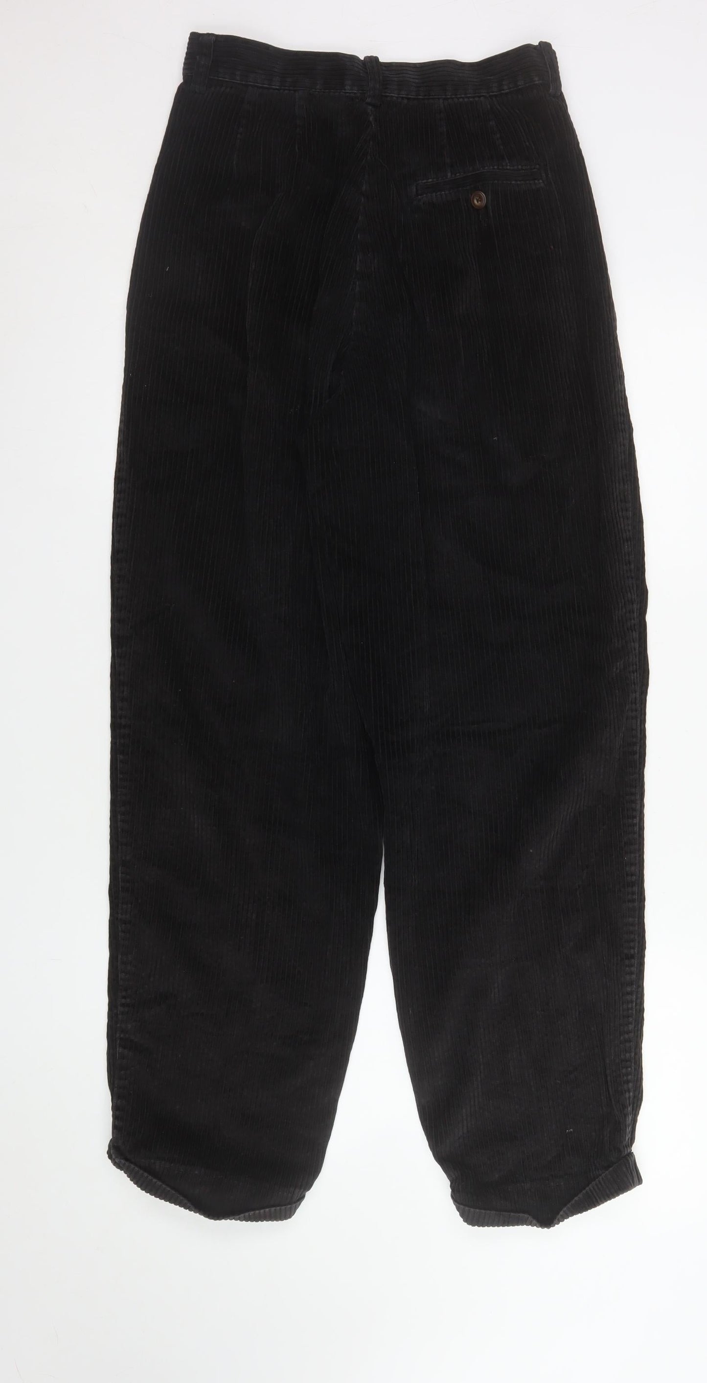 Eddie Bauer Women Black Corduroy High Rise Pleated Trousers Size 6
