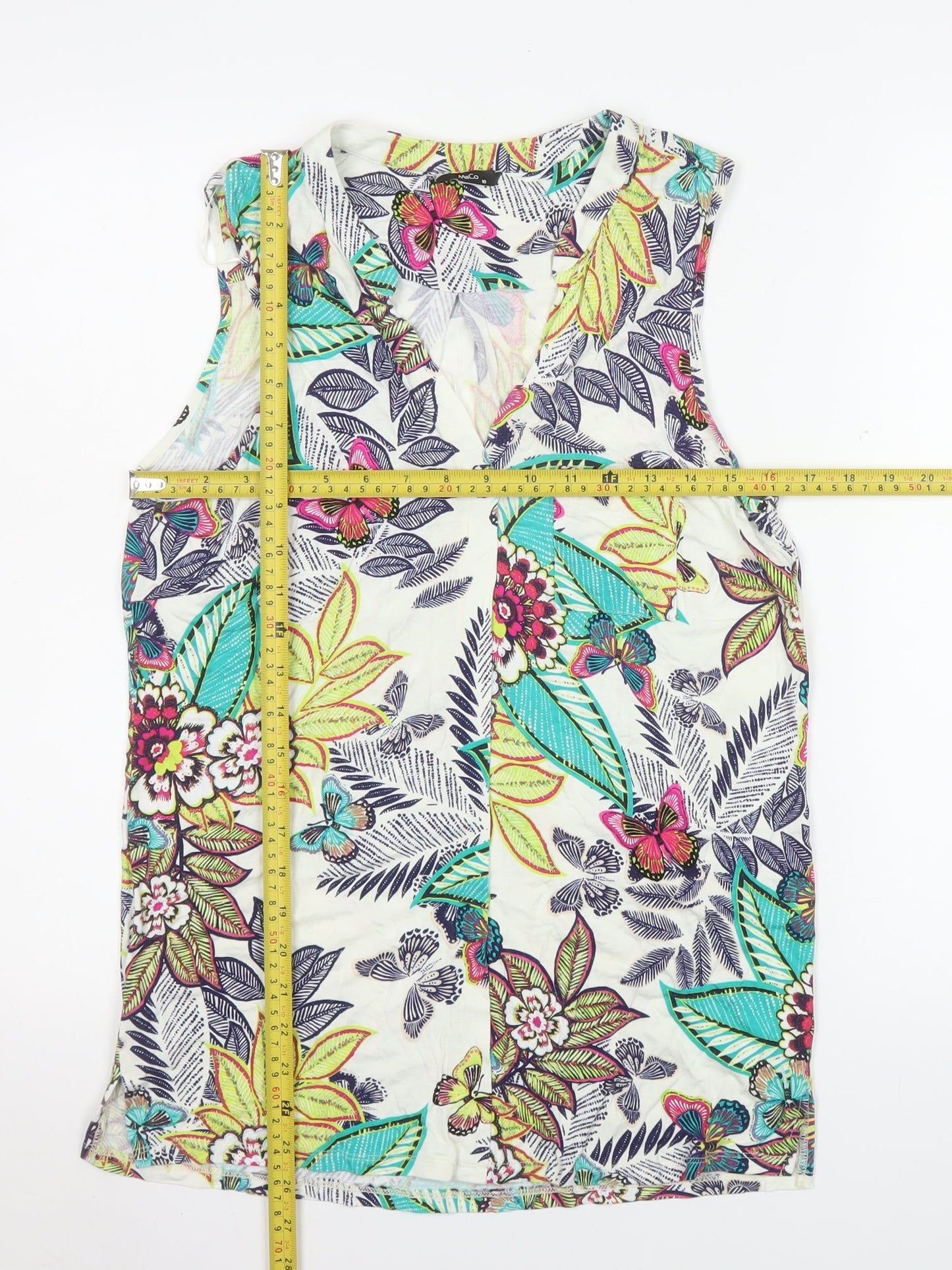 M&Co Women's Multicoloured Floral Viscose Sleeveless Camisole Top Size 10