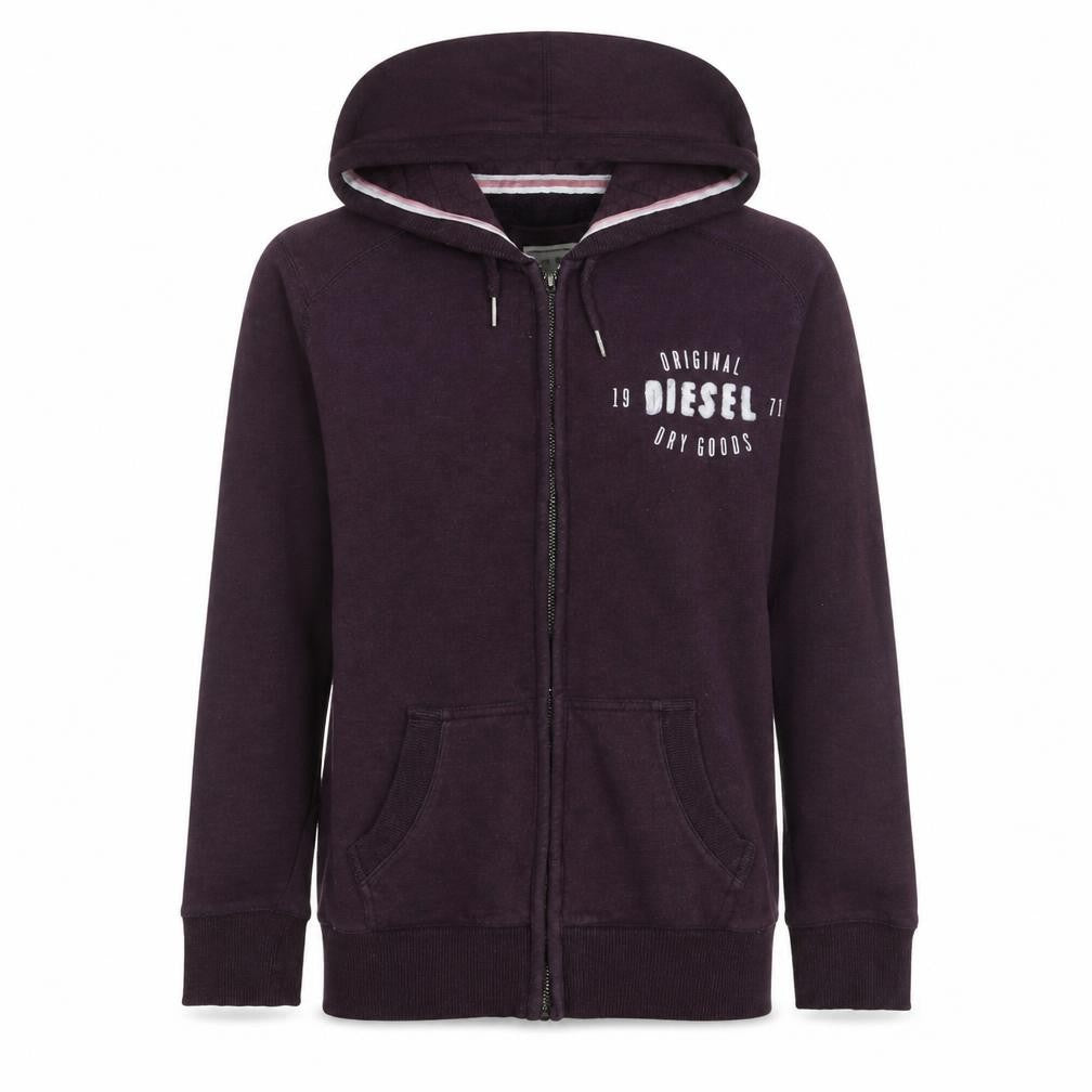 Diesel Womens Purple Full Zip Hoodie Medium Cotton Blend Casual