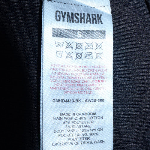 Gymshark Men's Black Full Zip Hoodie Size S Athletic Fit
