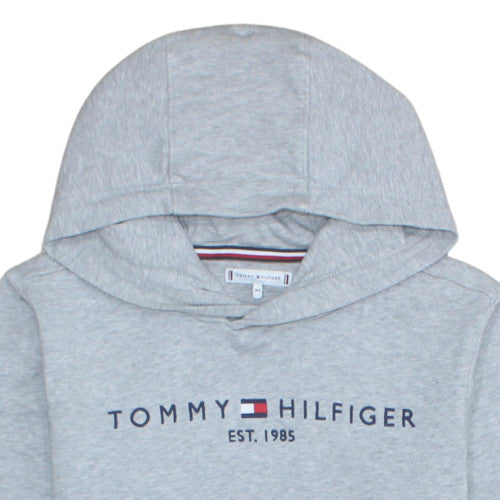 Tommy Hilfiger Boys Grey Pullover Hoodie Size 164 Logo Cotton Sweatshirt