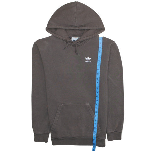 Adidas Men's Brown XS Pullover Hoodie with Logo and Kangaroo Pouch