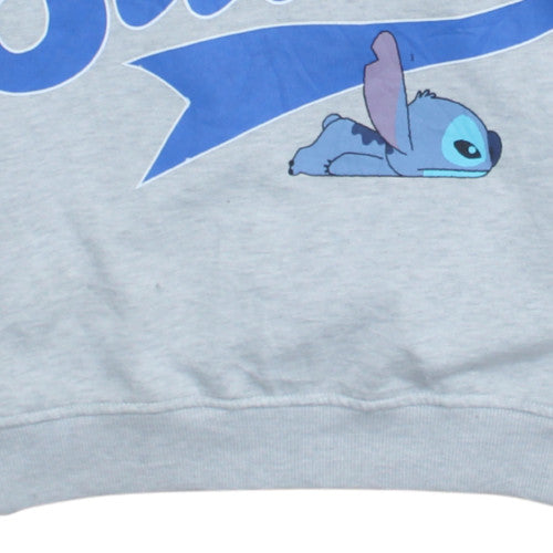 Disney Women Grey Stitch V-Neck Pullover Sweatshirt Size 10/12