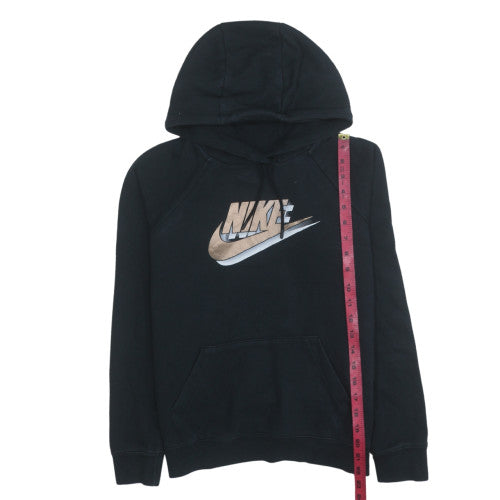 Nike Womens Black XS Pullover Hoodie Gold Logo Sweatshirt