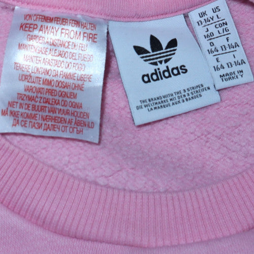 Adidas Girls Pink Crew Neck Fleece Pullover Sweatshirt 13-14 Years