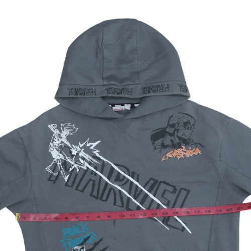 Marvel Boys Grey Pullover Hoodie 14-15 Years Captain America Wolverine Print