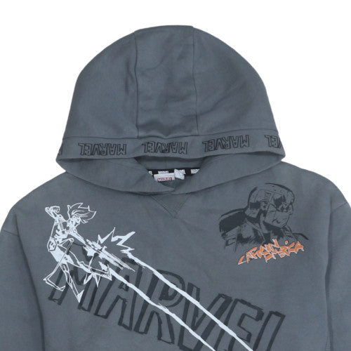 Marvel Boys Grey Pullover Hoodie 14-15 Years Captain America Wolverine Print