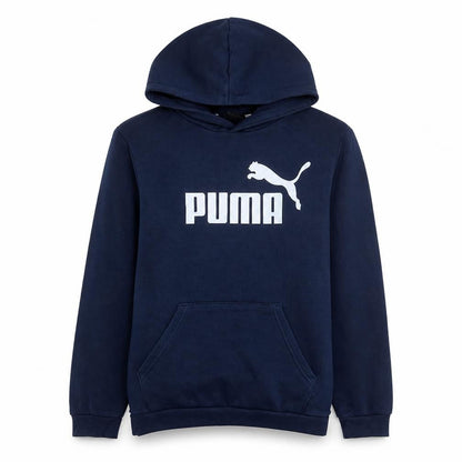 Front view of Puma boys’ navy blue pullover hoodie 15-16 years regular fit cotton blend