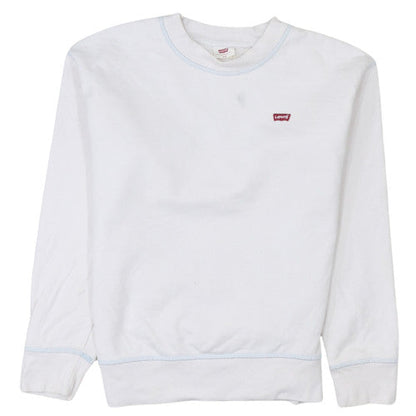 Levi's Women's White Cotton Crew Neck Pullover Sweatshirt XXS