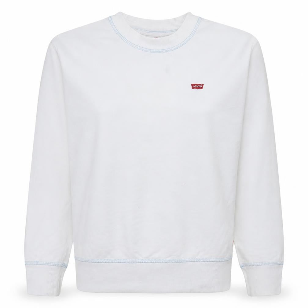 Levi's Women's White Cotton Crew Neck Pullover Sweatshirt XXS