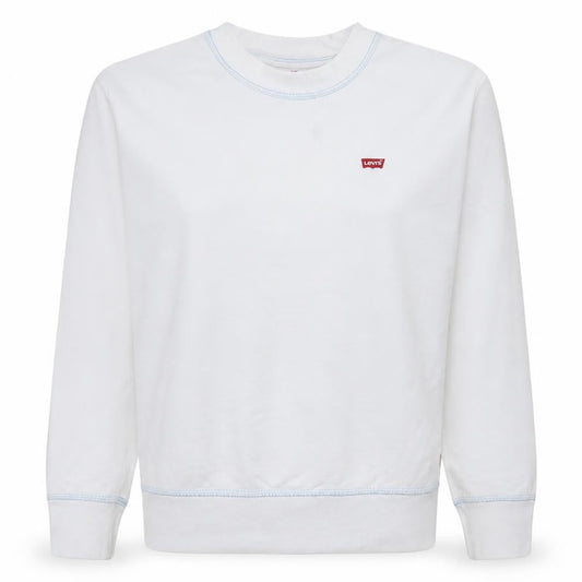 Levi's Women's White Cotton Crew Neck Pullover Sweatshirt XXS