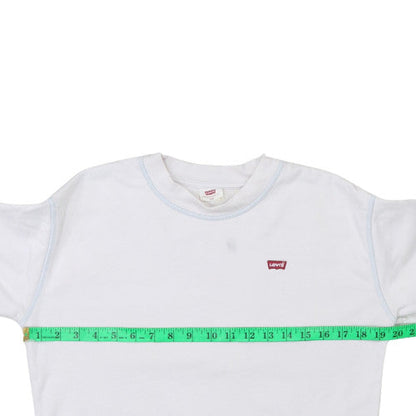 Levi's Women's White Cotton Crew Neck Pullover Sweatshirt XXS