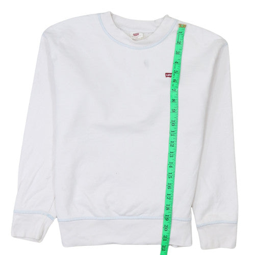 Levi's Women's White Cotton Crew Neck Pullover Sweatshirt XXS