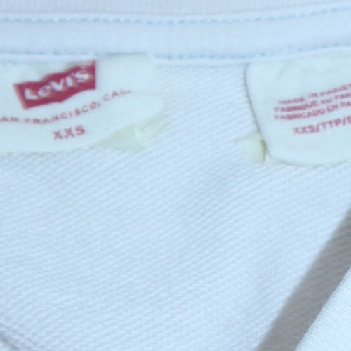 Levi's Women's White Cotton Crew Neck Pullover Sweatshirt XXS