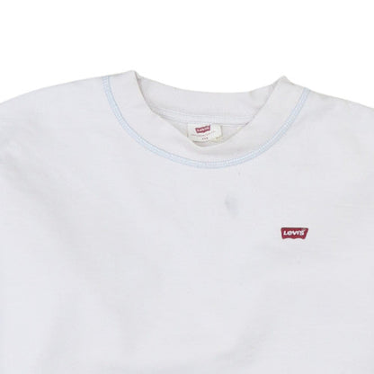Levi's Women's White Cotton Crew Neck Pullover Sweatshirt XXS