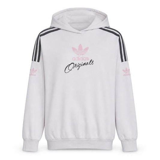 Adidas Originals Womens White Pullover Hoodie 13-14Y Teens Logo Print