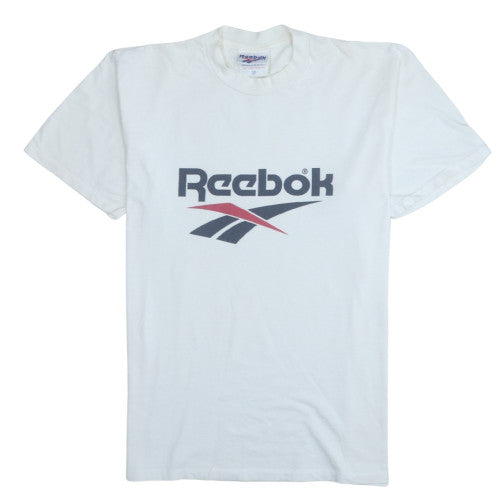 Reebok Men's White Graphic Print Crew Neck Cotton T-Shirt M