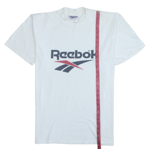 Reebok Men's White Graphic Print Crew Neck Cotton T-Shirt M