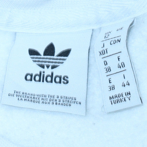 Adidas Womens White Crew Neck Pullover Sweatshirt UK 12 Cotton