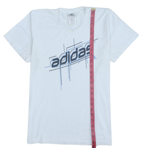 Adidas Men's White Graphic Print T-Shirt Size M Classic Crew Neck