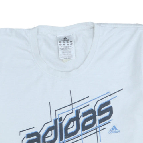 Adidas Men's White Graphic Print T-Shirt Size M Classic Crew Neck
