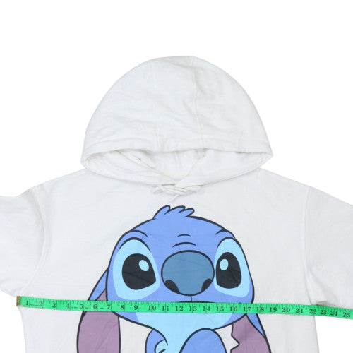 Disney White Women's Hoodie Stitch Print Size 12/14 Pullover