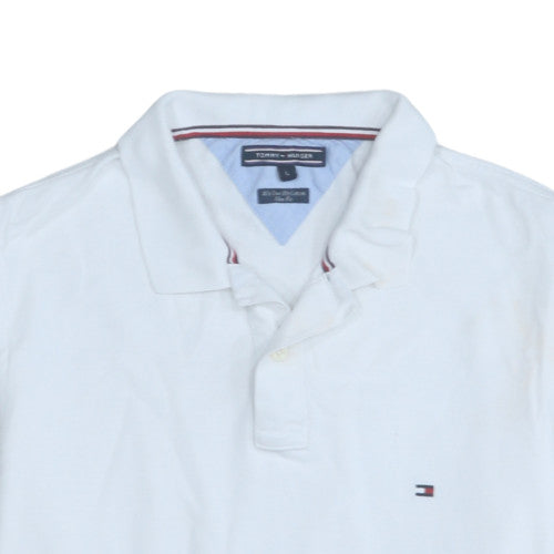 Tommy Hilfiger Men's White Slim Fit Cotton Polo Shirt Size L