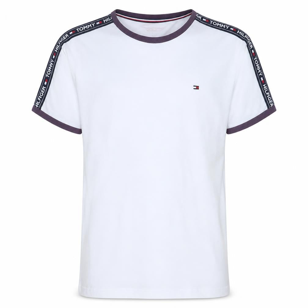 Tommy Hilfiger Men's White Crew Neck Logo Tape T-Shirt Size M